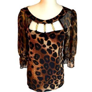 Adele & May Animal Print Blouse Size Medium